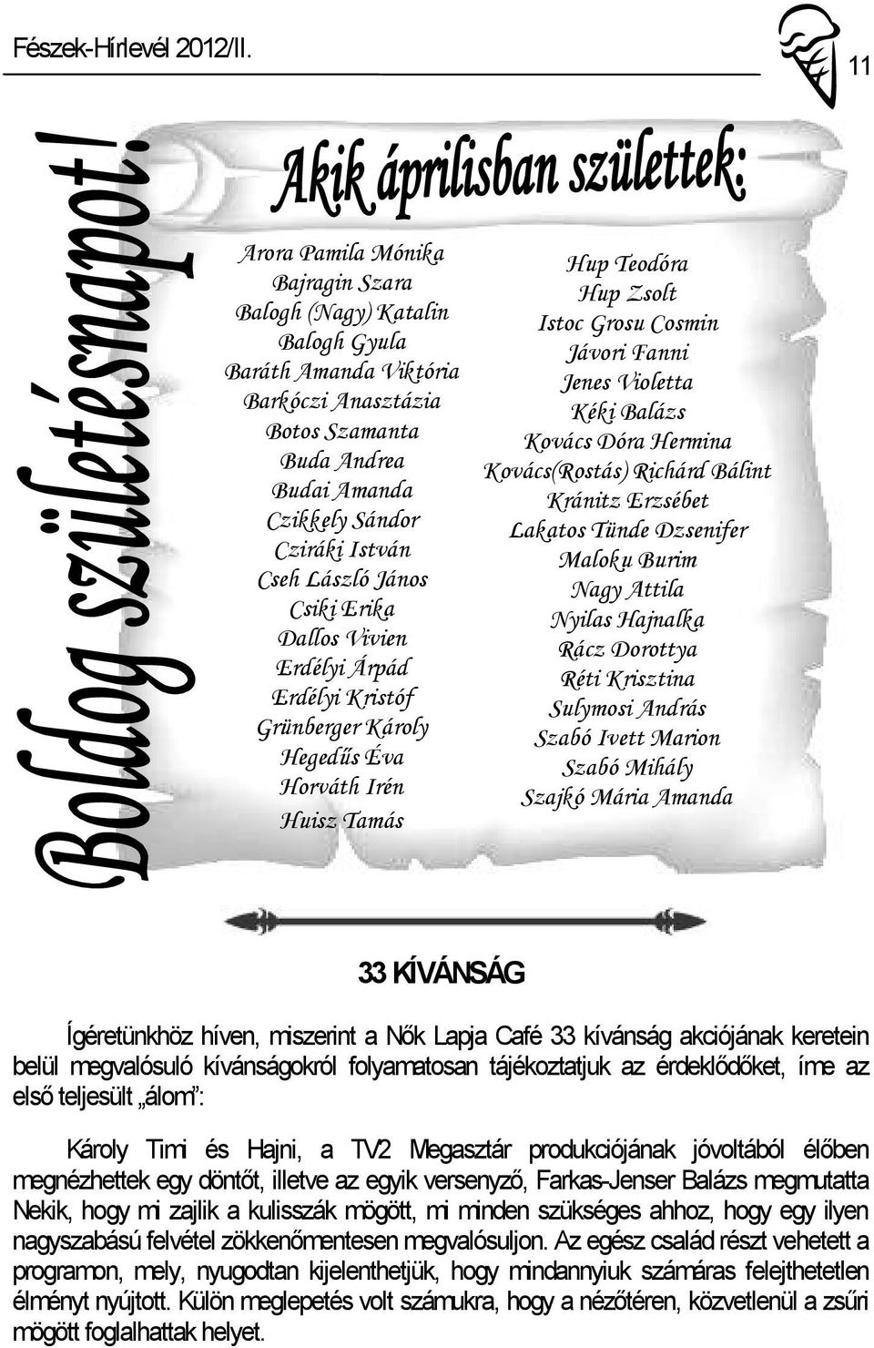 Kovács Dóra Hermina Kovács(Rostás) Richárd Bálint Kránitz Erzsébet Lakatos Tünde Dzsenifer Maloku Burim Nagy Attila Nyilas Hajnalka Rácz Dorottya Réti Krisztina Sulymosi András Szabó Ivett Marion