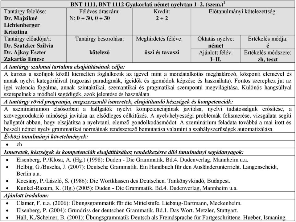 zh, teszt A kurzus a szófajok közül kiemelten foglalkozik az igvel mint a mondatalkotás meghatározó, központi elemvel s annak nyelvi kategóriáival (ragozási paradigmák, igeidők s igemódok kpzse s