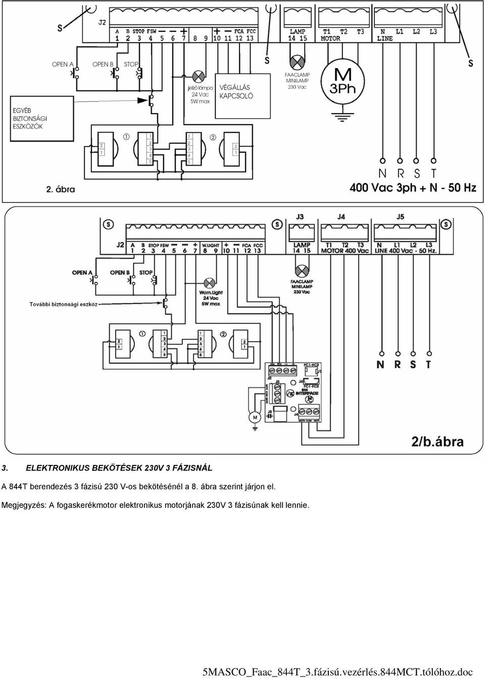 Megjegyzés: A fogaskerékmotor elektronikus motorjának 230V 3