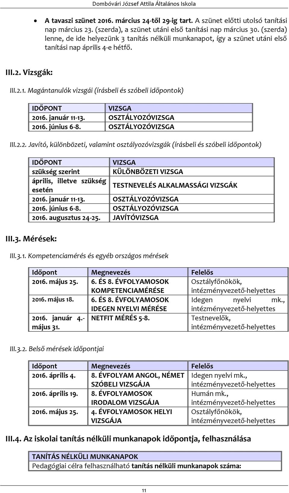 Magántanulók vizsgái (írásbeli és szóbeli időpontok) IDŐPONT VIZSGA 20