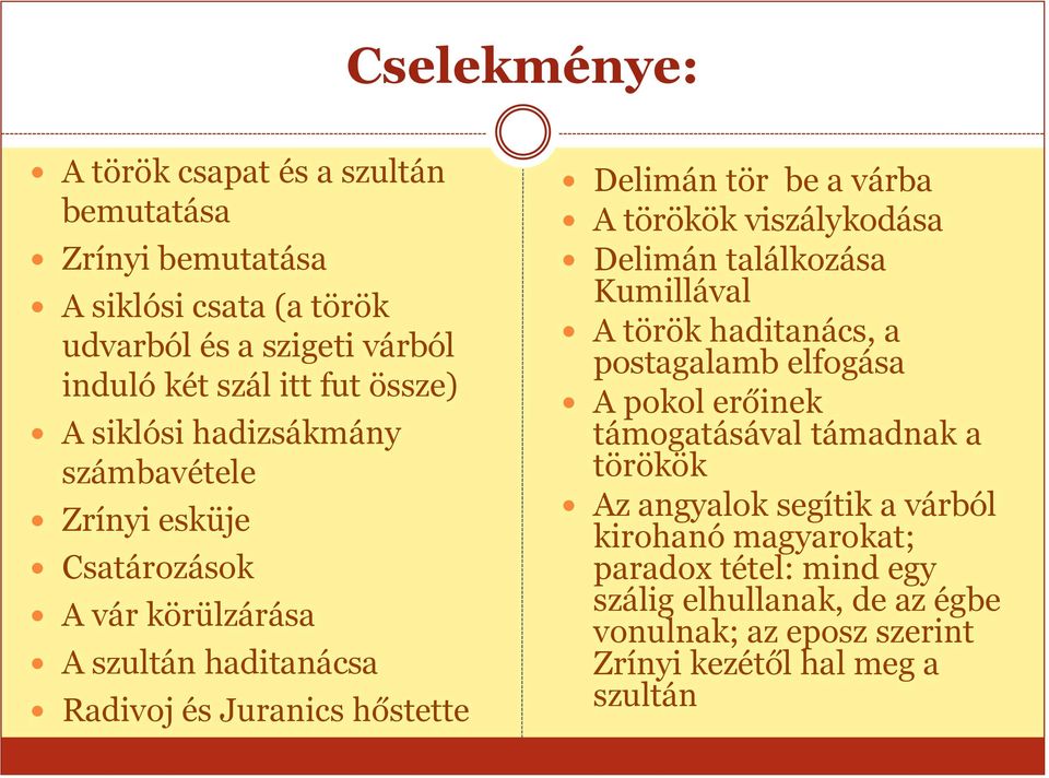 A törökök viszálykodása Delimán találkozása Kumillával A török haditanács, a postagalamb elfogása A pokol erőinek támogatásával támadnak a törökök Az