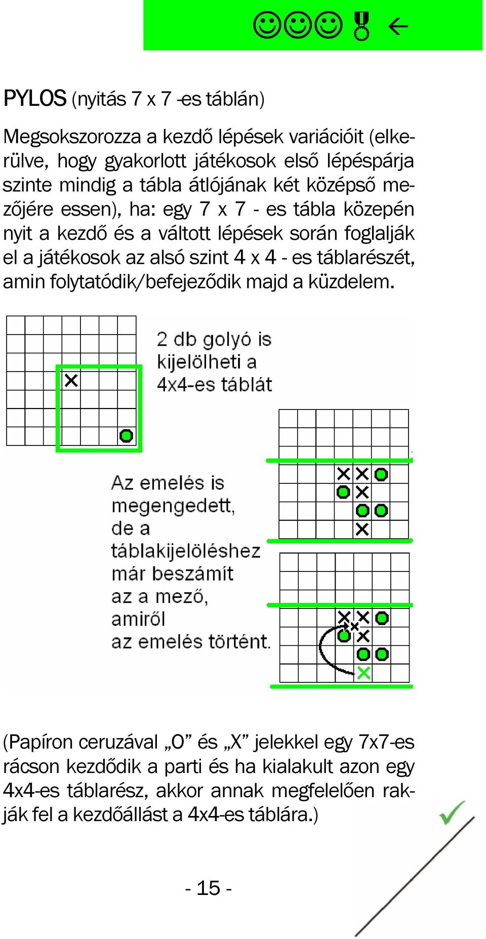 a játékosok az alsó szint 4 x 4 - es táblarészét, amin folytatódik/befejeződik majd a küzdelem.