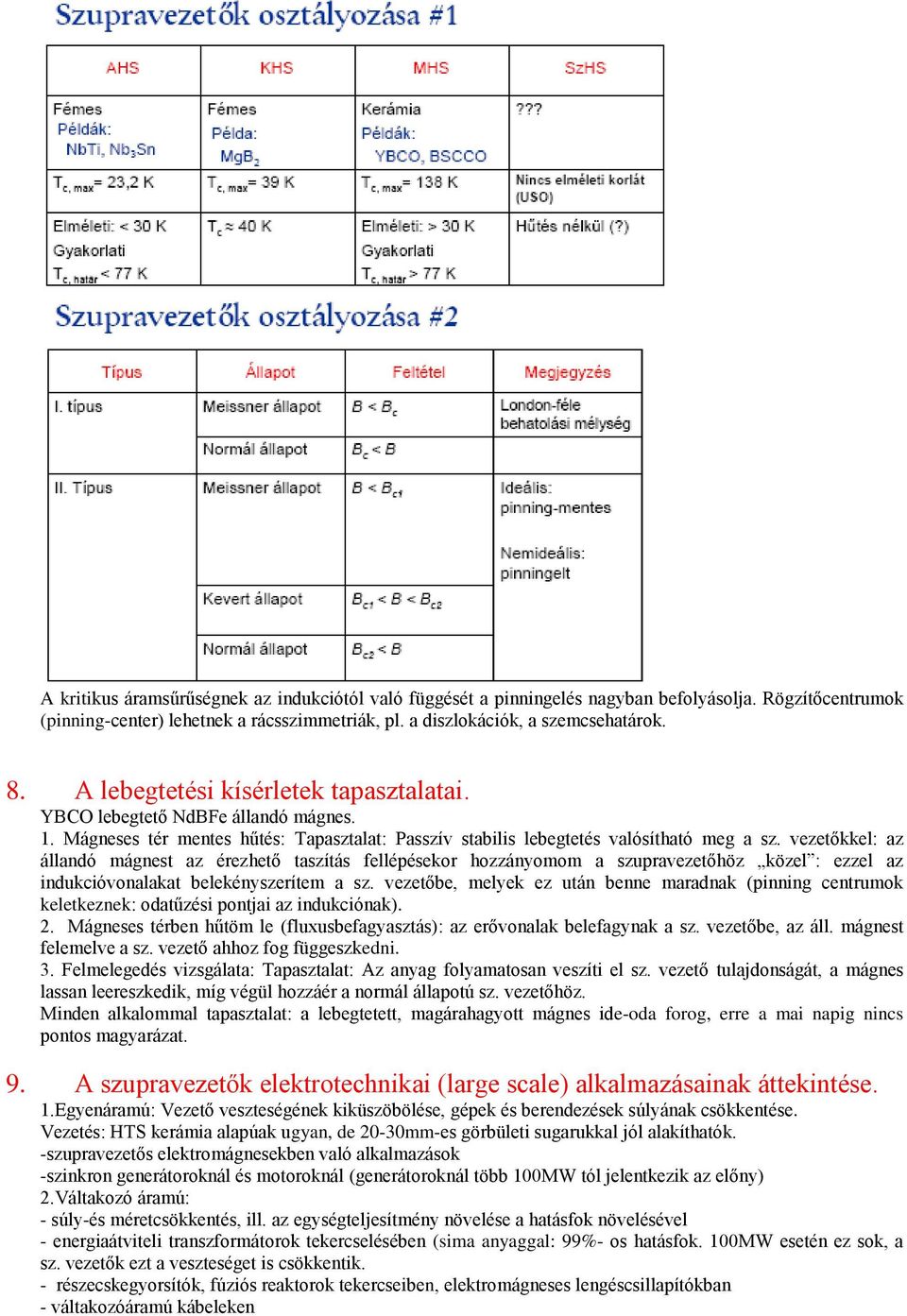 vezetőkkel: az állandó mágnest az érezhető taszítás fellépésekor hozzányomom a szupravezetőhöz közel : ezzel az indukcióvonalakat belekényszerítem a sz.