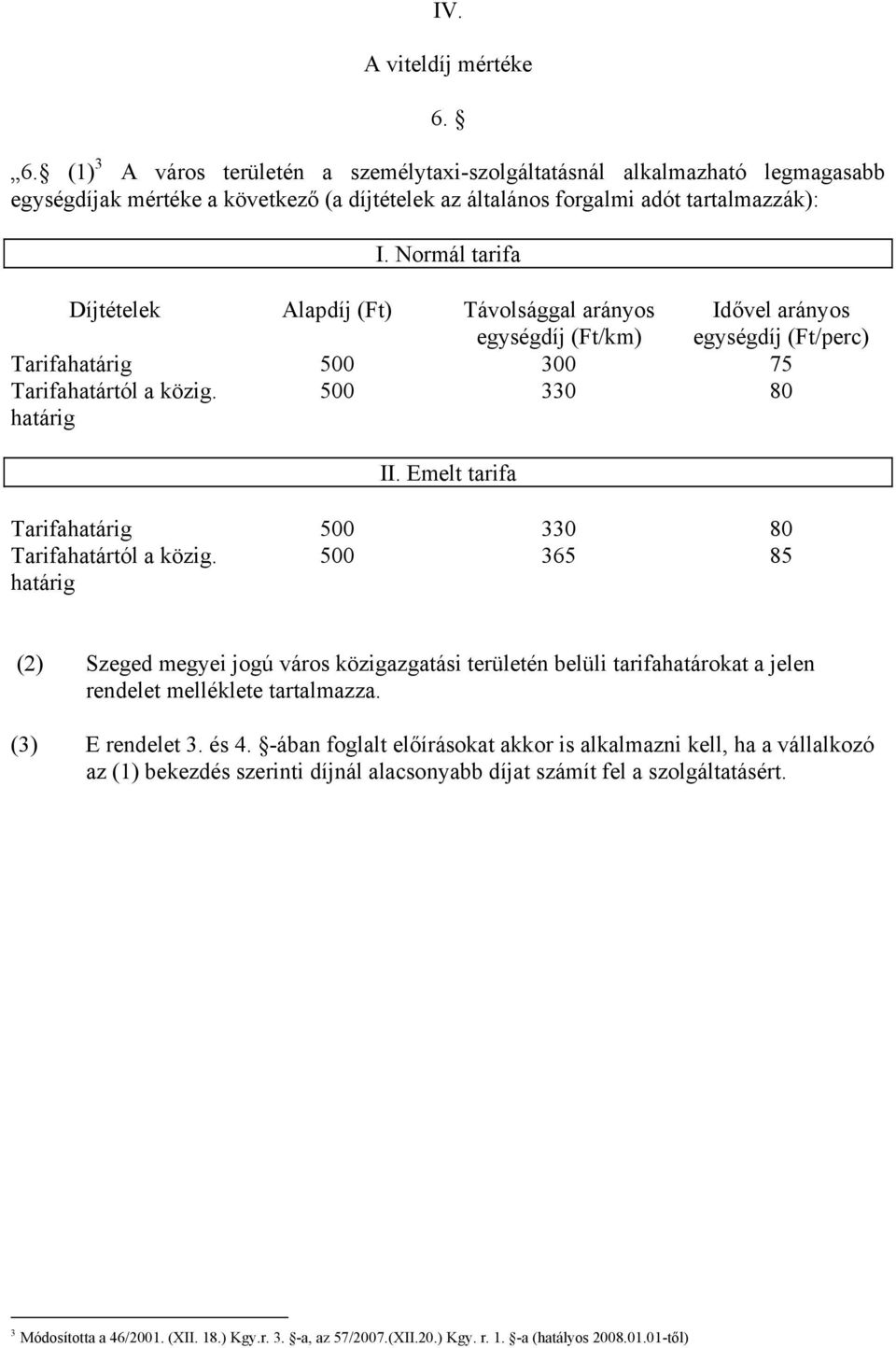 Emelt tarifa Tarifahatárig 500 330 80 Tarifahatártól a közig. 500 365 85 határig (2) Szeged megyei jogú város közigazgatási területén belüli tarifahatárokat a jelen rendelet melléklete tartalmazza.