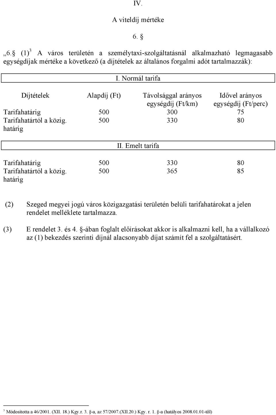 Emelt tarifa Tarifahatárig 500 330 80 Tarifahatártól a közig. 500 365 85 határig (2) Szeged megyei jogú város közigazgatási területén belüli tarifahatárokat a jelen rendelet melléklete tartalmazza.