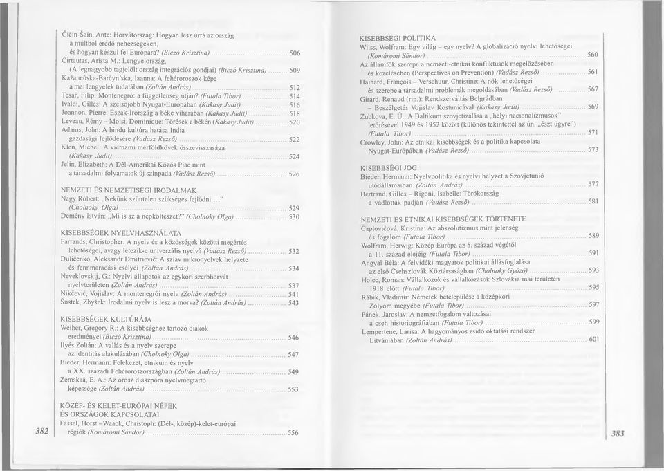 ..512 Tesaí, Filip: Montenegró: a függetlenség útján? (Futala Tibor)...514 Ivaldi, Gilles: A szélsőjobb Nyugat-Európában (Kakasy J u d it).