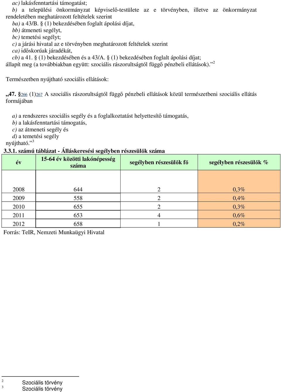 (1) bekezdésében és a 43/A. (1) bekezdésében foglalt ápolási díjat; állapít meg (a továbbiakban együtt: szociális rászorultságtól függő pénzbeli ellátások).