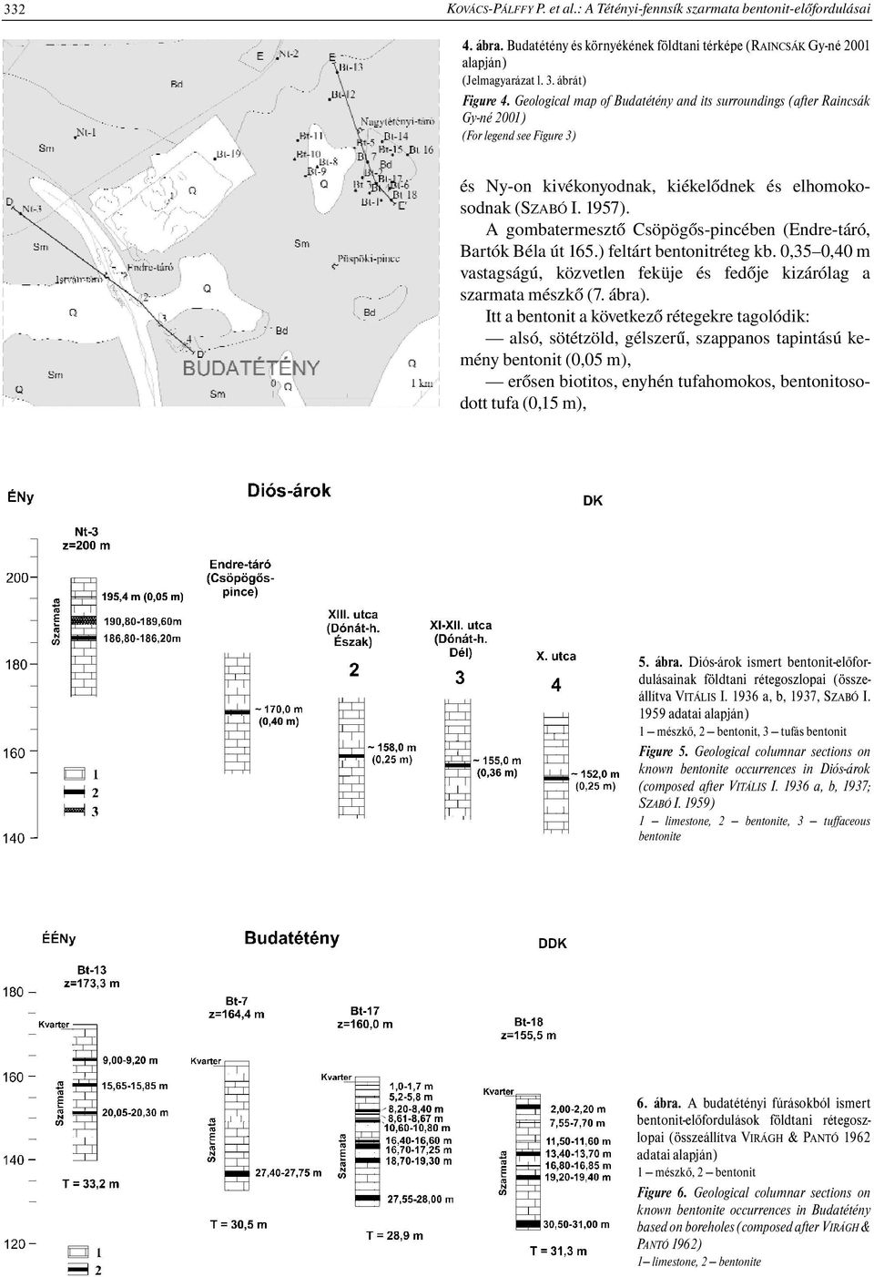 A gombatermesztő Csöpögős-pincében (Endre-táró, Bartók Béla út 165.) feltárt bentonitréteg kb. 0,35 0,40 m vastagságú, közvetlen feküje és fedője kizárólag a szarmata mészkő (7. ábra).
