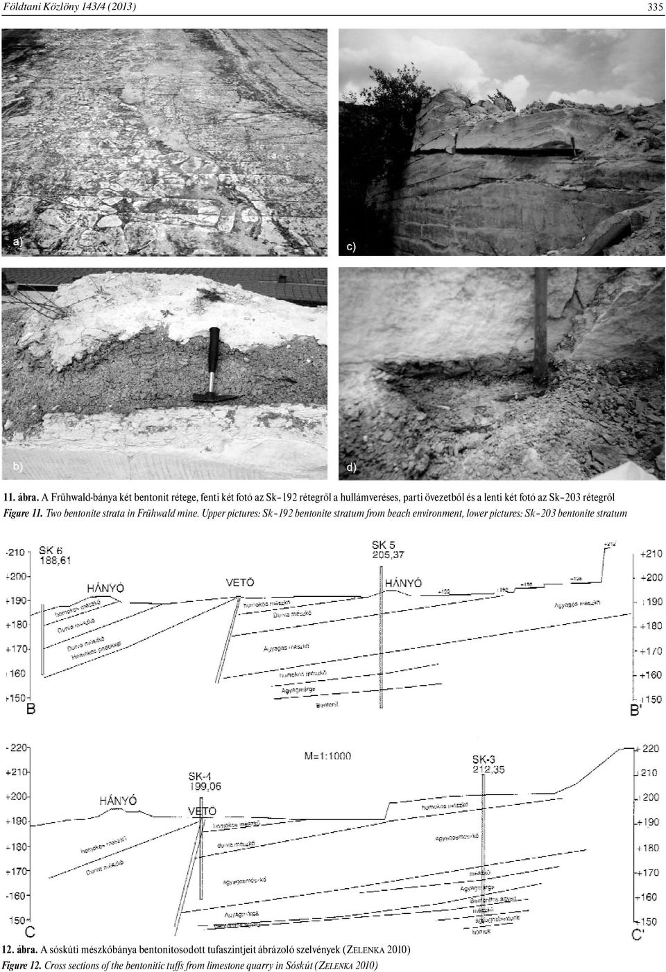 rétegről Figure 11. Two bentonite strata in Frühwald mine.