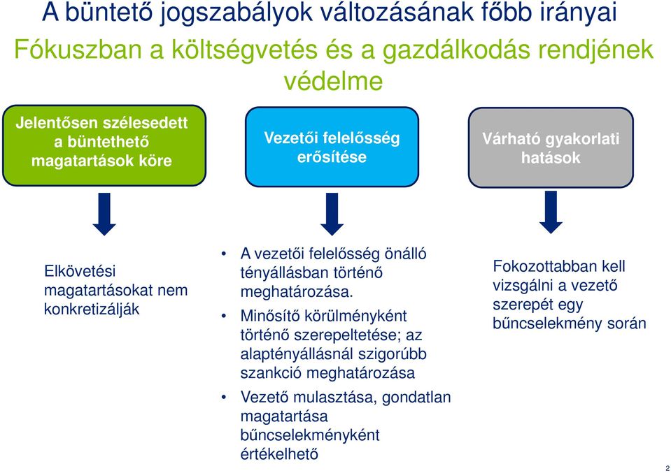 felelősség önálló tényállásban történő meghatározása.