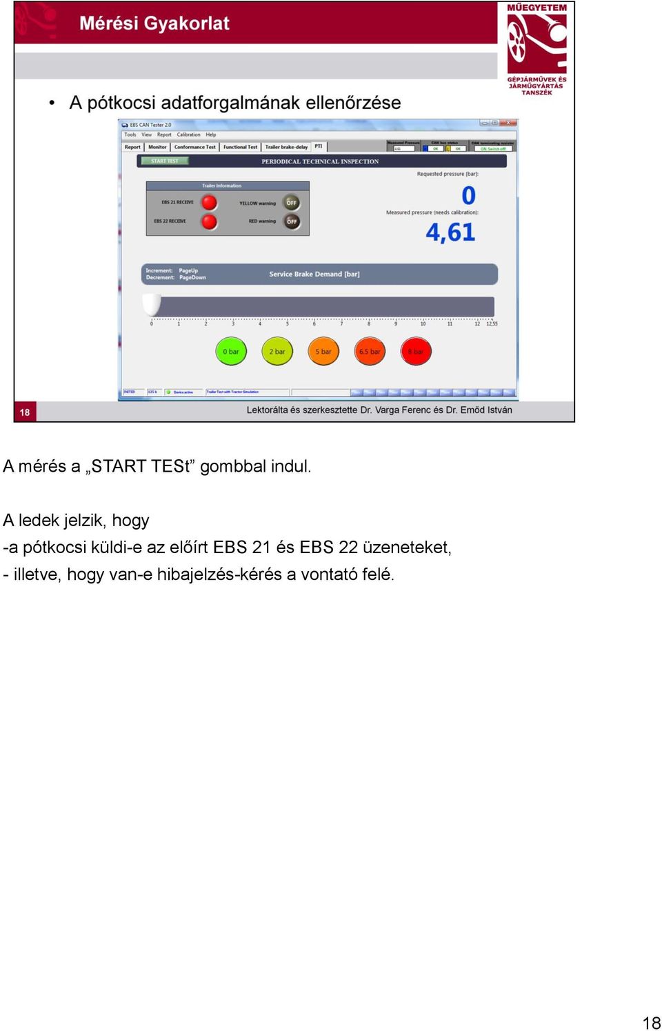 előírt EBS 21 és EBS 22 üzeneteket, -