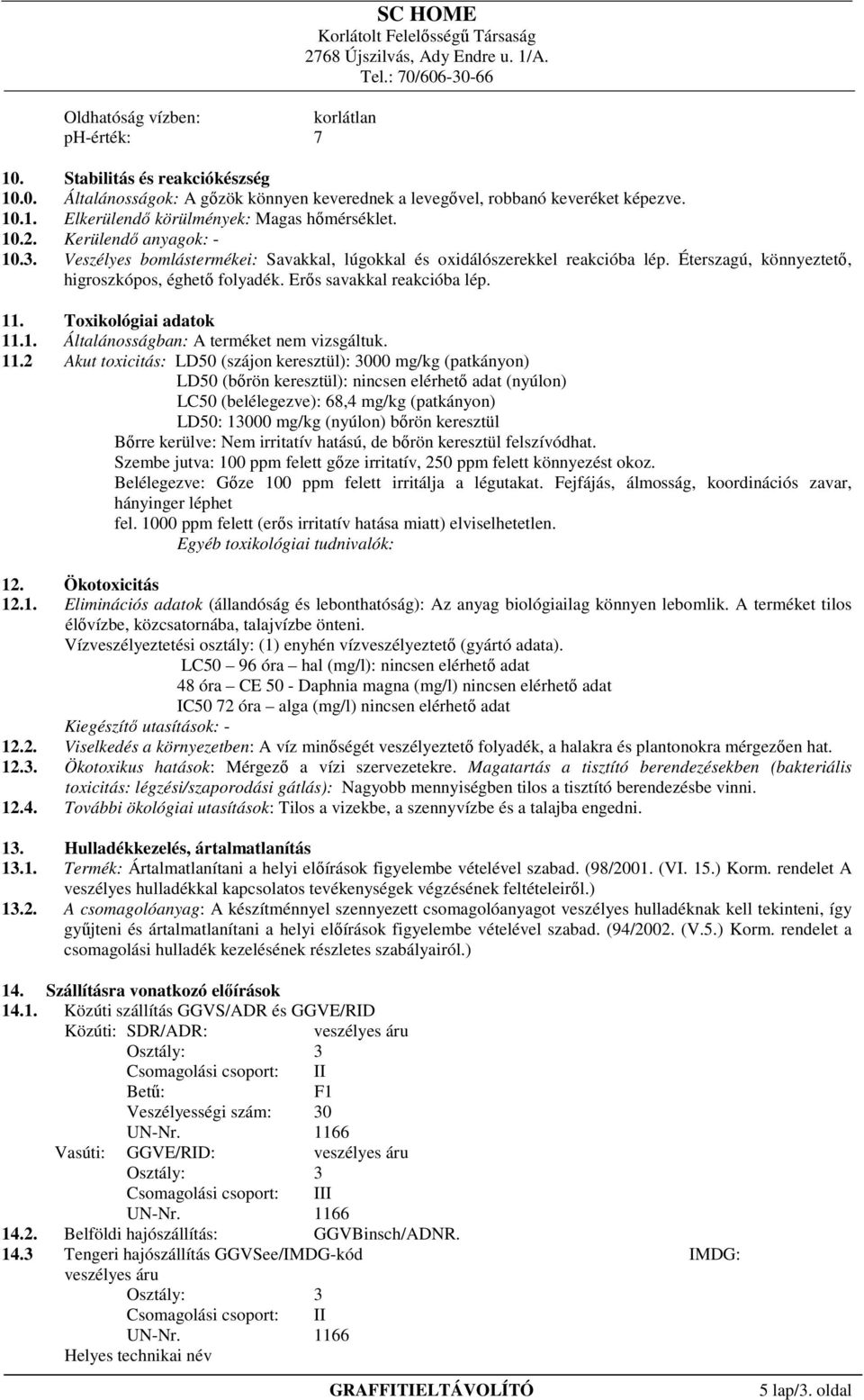 Toxikológiai adatok 11.