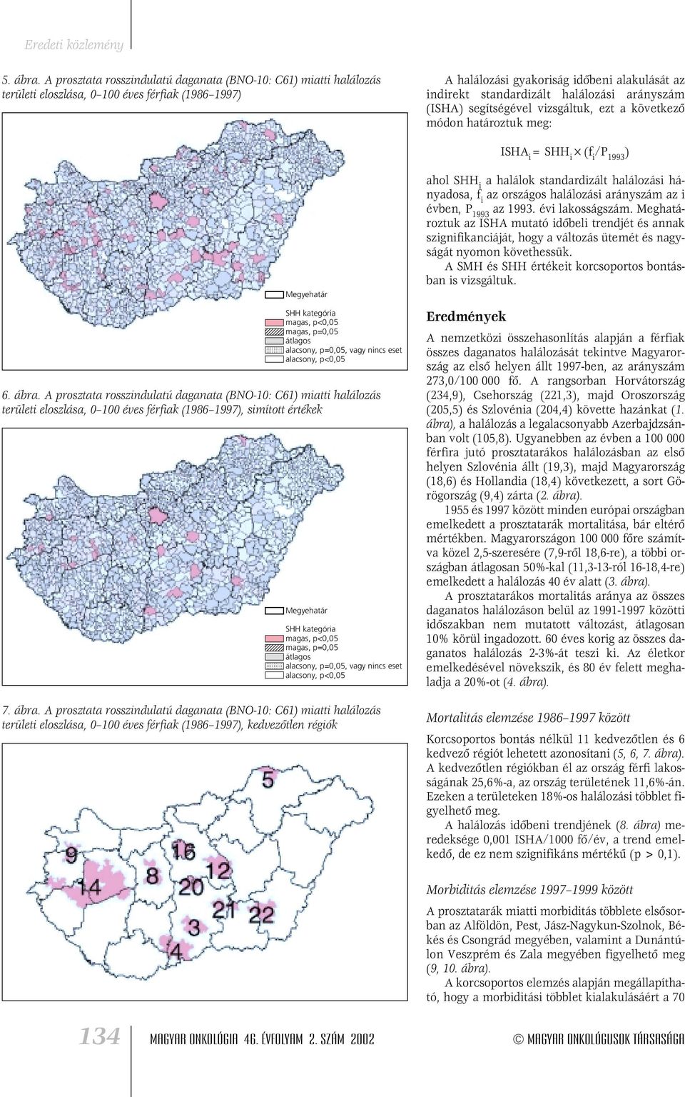 arányszám (ISHA) segítségével vizsgáltuk, ezt a következô módon határoztuk meg: ISHA i = SHH i (f i /P 1993 ) SHH kategória magas, p<0,05 magas, p=0,05 átlagos alacsony, p=0,05, vagy nincs eset