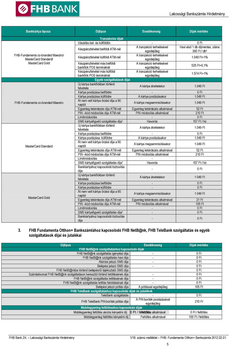 belföldi A tranzakció terhelésével bankfiók POS terminálnál 525 Ft+0,1% Készpénzfelvétel más külföldi A tranzakció terhelésével bankfiók POS terminálnál 1.