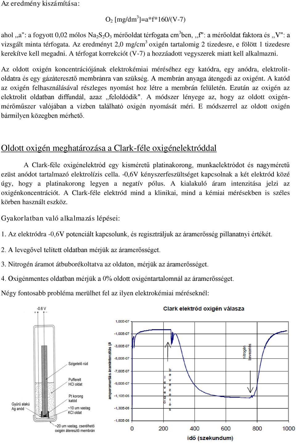 Az oldott oxigén koncentrációjának elektrokémiai méréséhez egy katódra, egy anódra, elektrolitoldatra és egy gázáteresztő membránra van szükség. A membrán anyaga átengedi az oxigént.