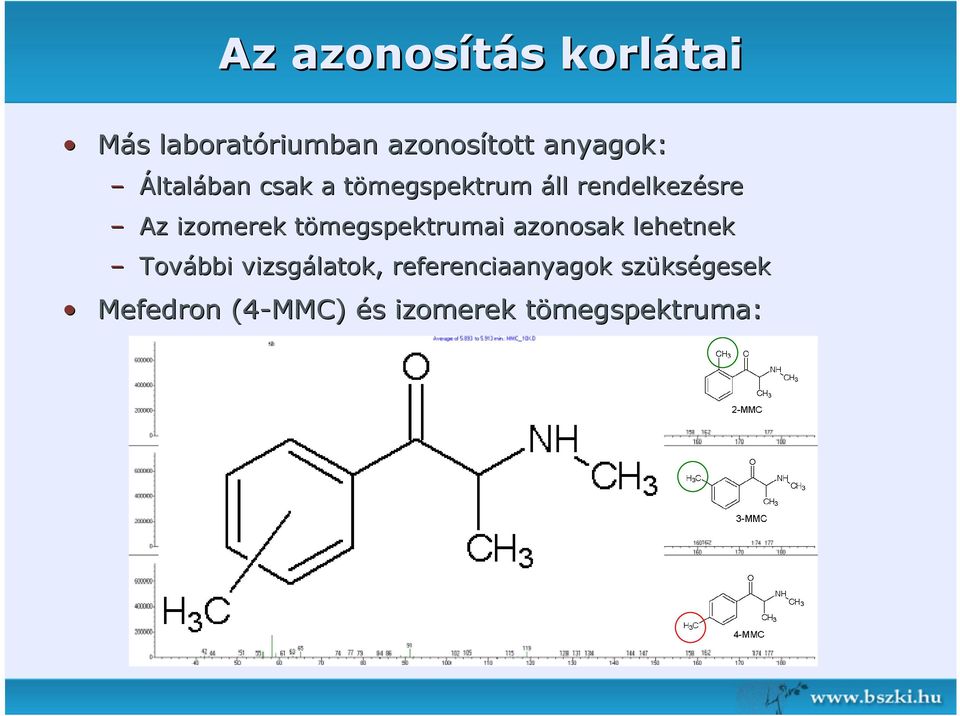 tömegspektrumai t azonosak lehetnek További vizsgálatok, referenciaanyagok