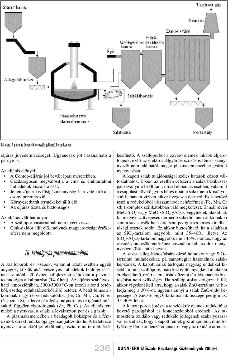 Az eljárás tiszta és biztonságos. Az eljárás vélt hátrányai A szállópor vastartalmát nem nyeri vissza. Cink-oxidot állít elõ, melynek magyarországi értékesítése nem megoldott. 10.