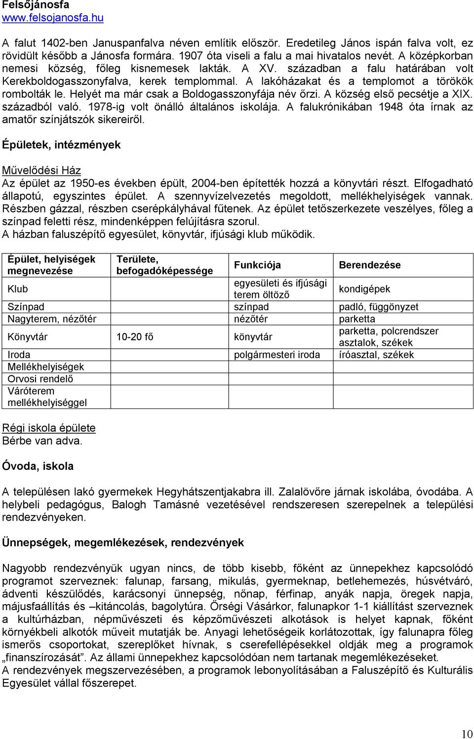 A lakóházakat és a templomot a törökök rombolták le. Helyét ma már csak a Boldogasszonyfája név őrzi. A község első pecsétje a XIX. századból való. 1978-ig volt önálló általános iskolája.