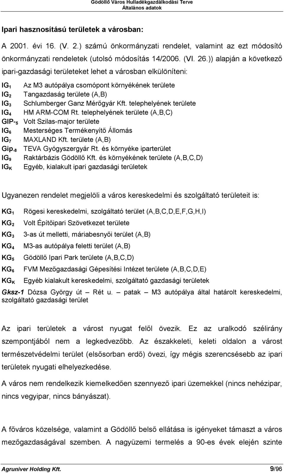 Kft. telephelyének területe IG 4 HM ARM-COM Rt. telephelyének területe (A,B,C) GIP- 5 Volt Szilas-major területe IG 6 Mesterséges Termékenyítő Állomás IG 7 MAXLAND Kft.