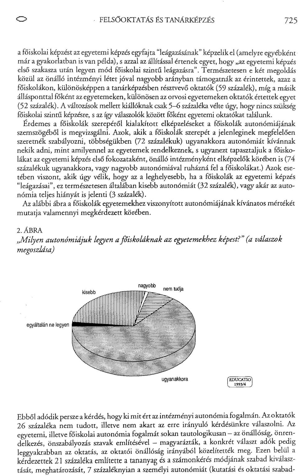 Természetesen e két megoldás közül az önálló intézményi létet jóval nagyobb arányban támogatnák az érintettek, azaz a főiskolákon, különösképpen a tanárképzésben résztvevő oktatók (59 százalék), míg