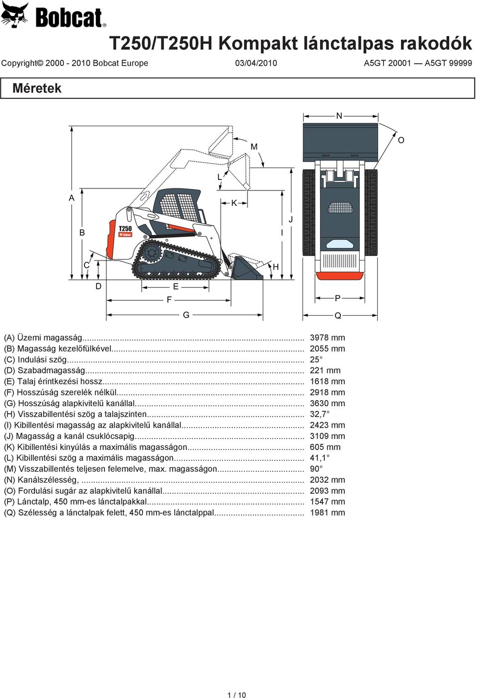 T250/T250H Kompakt lánctalpas rakodók - PDF Ingyenes letöltés