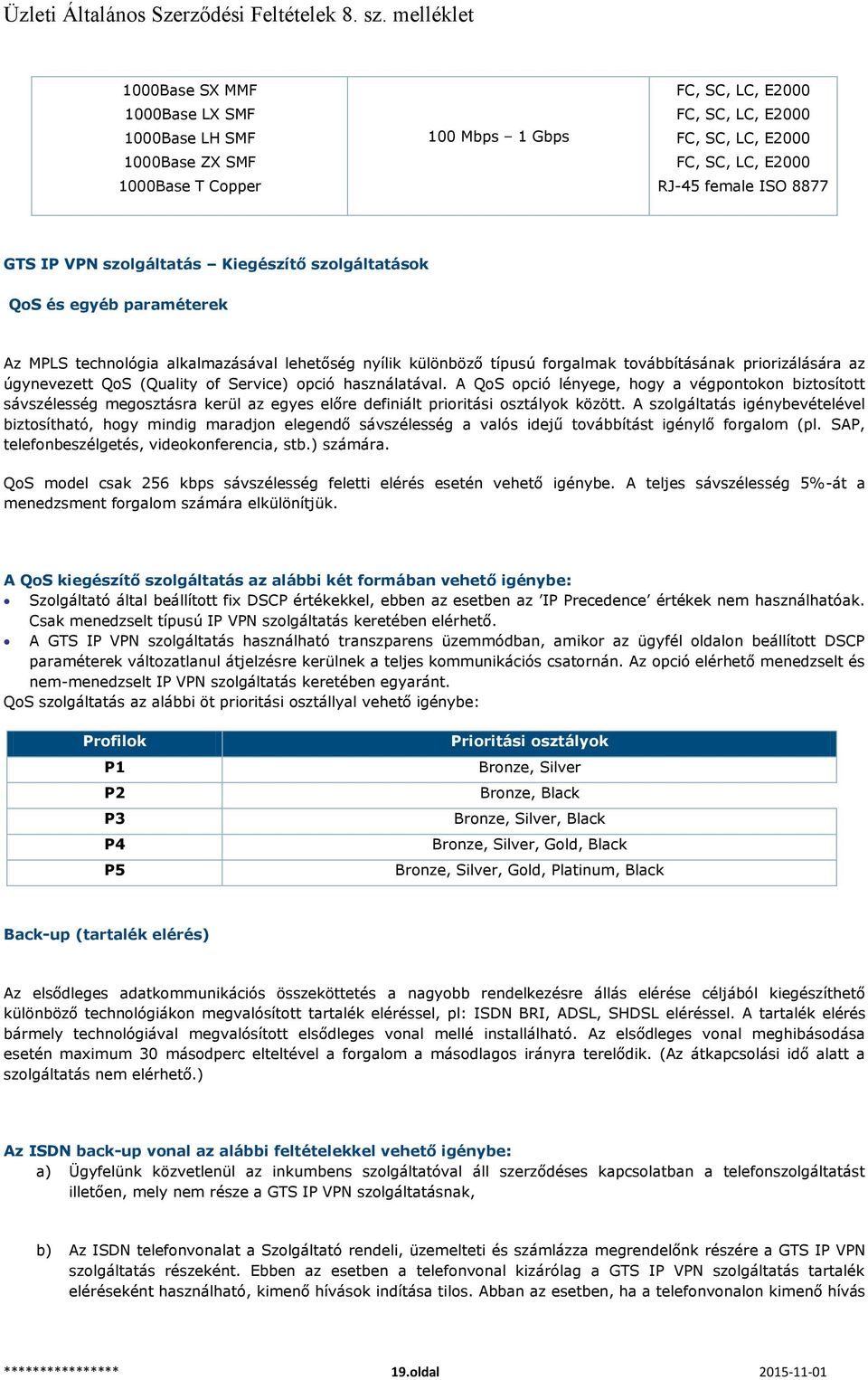 A QoS opció lényege, hogy a végpontokon biztosított sávszélesség megosztásra kerül az egyes előre definiált prioritási osztályok között.