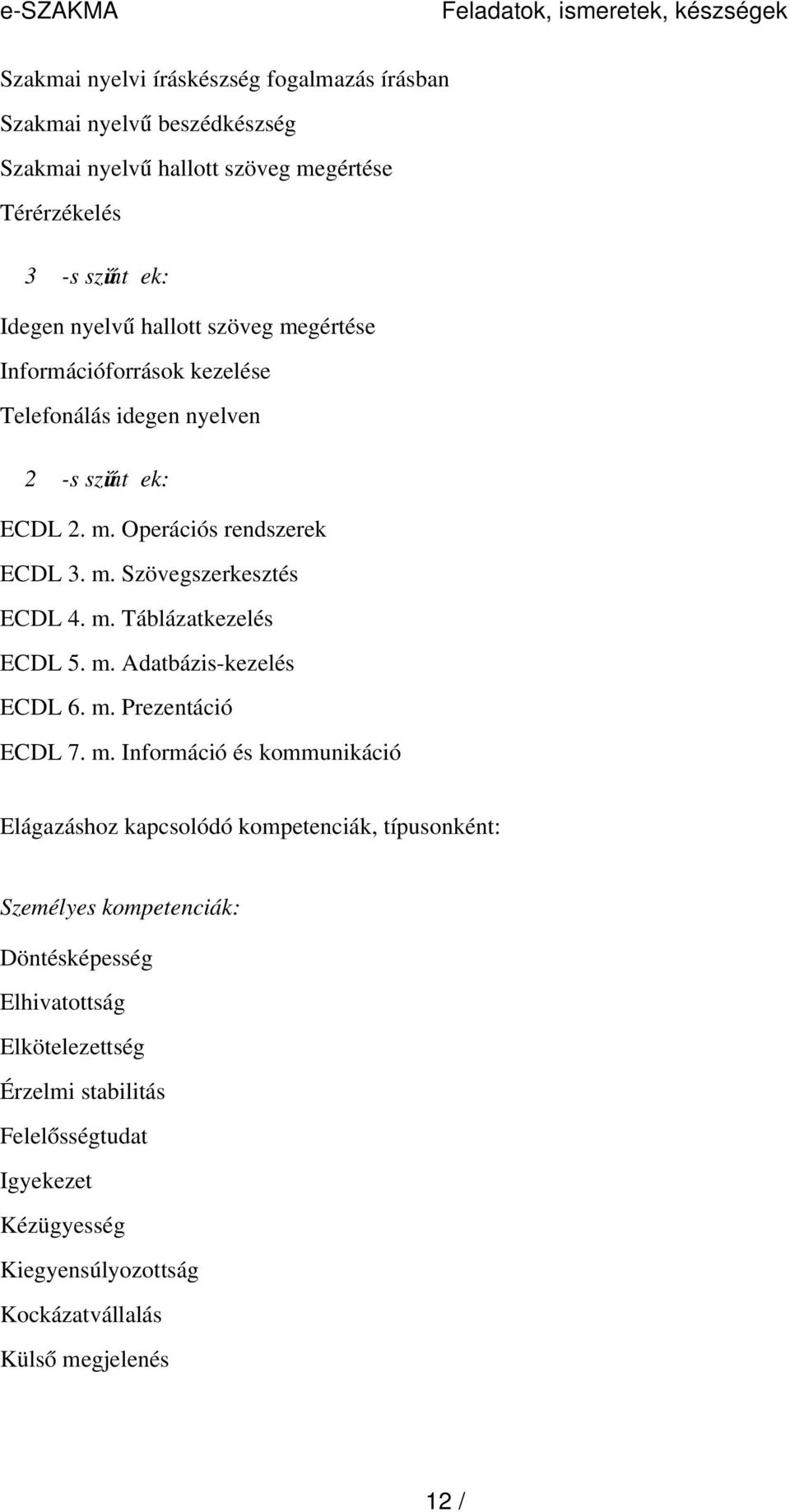 m. Táblázatkezelés ECDL 5. m.