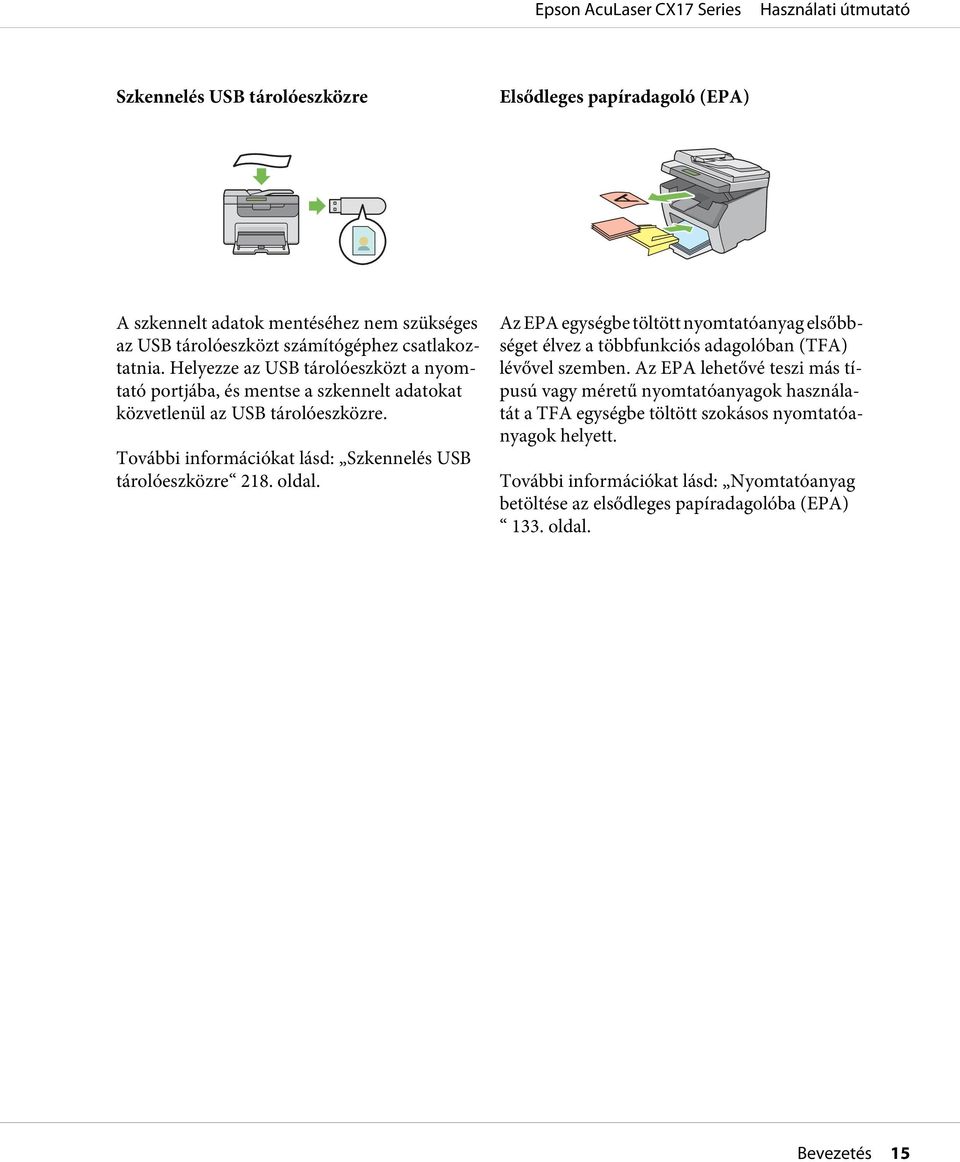 További információkat lásd: Szkennelés USB tárolóeszközre 218. oldal.