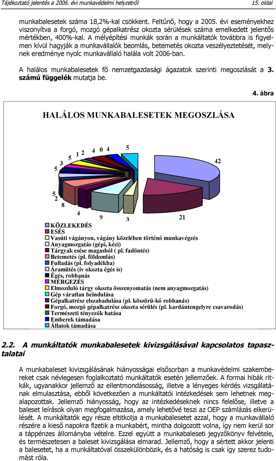 A mélyépítési munkák során a munkáltatók továbbra is figyelmen kívül hagyják a munkavállalók beomlás, betemetés okozta veszélyeztetését, melynek eredménye nyolc munkavállaló halála volt 2006-ban.