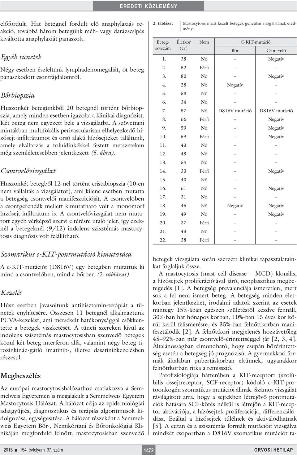 Bőrbiopszia Huszonkét betegünkből 20 betegnél történt bőrbiopszia, amely minden esetben igazolta a klinikai diagnózist. Két beteg nem egyezett bele a vizsgálatba.