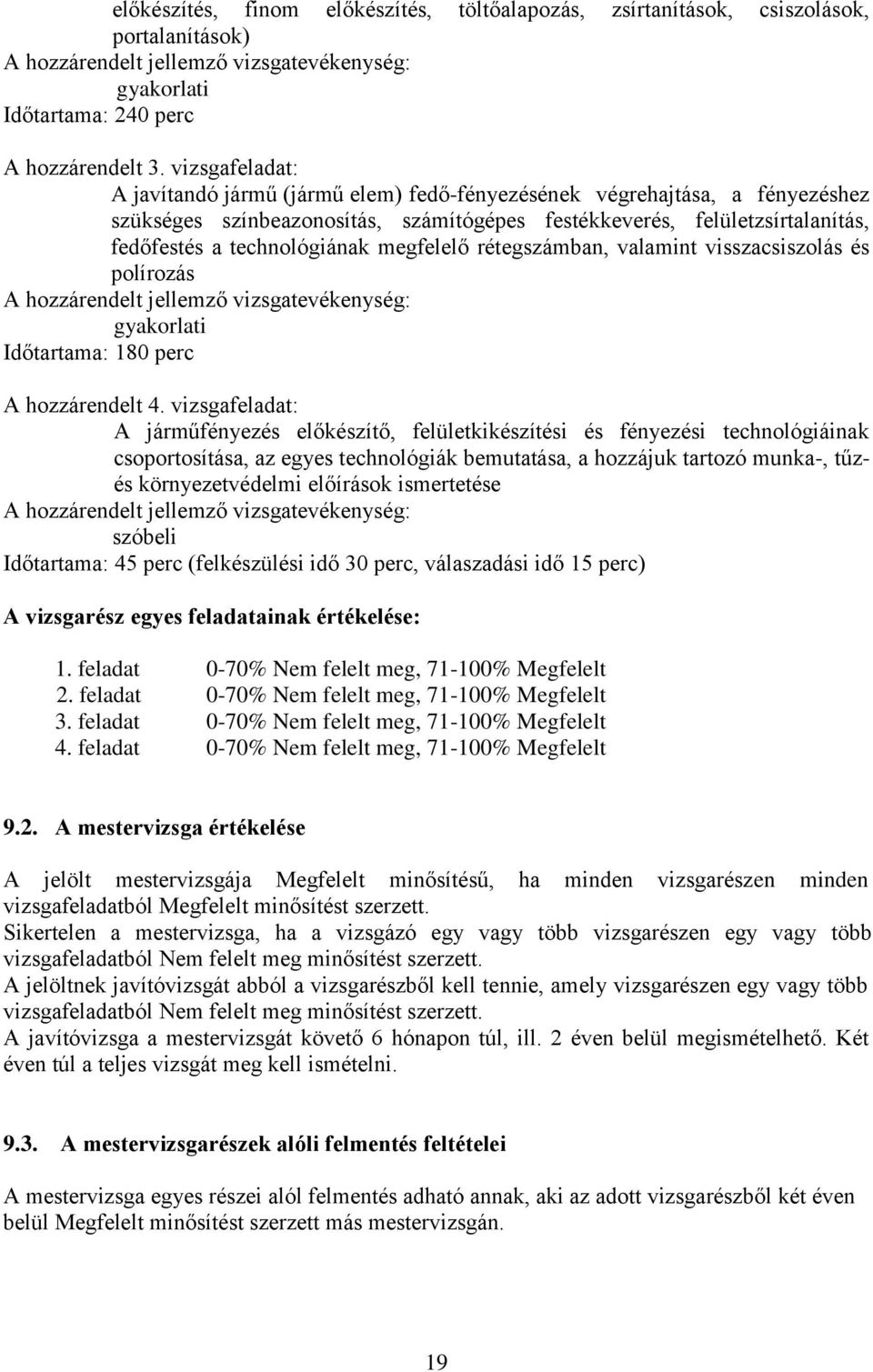 megfelelő rétegszámban, valamint visszacsiszolás és polírozás hozzárendelt jellemző vizsgatevékenység: gyakorlati Időtartama: 180 perc hozzárendelt 4.