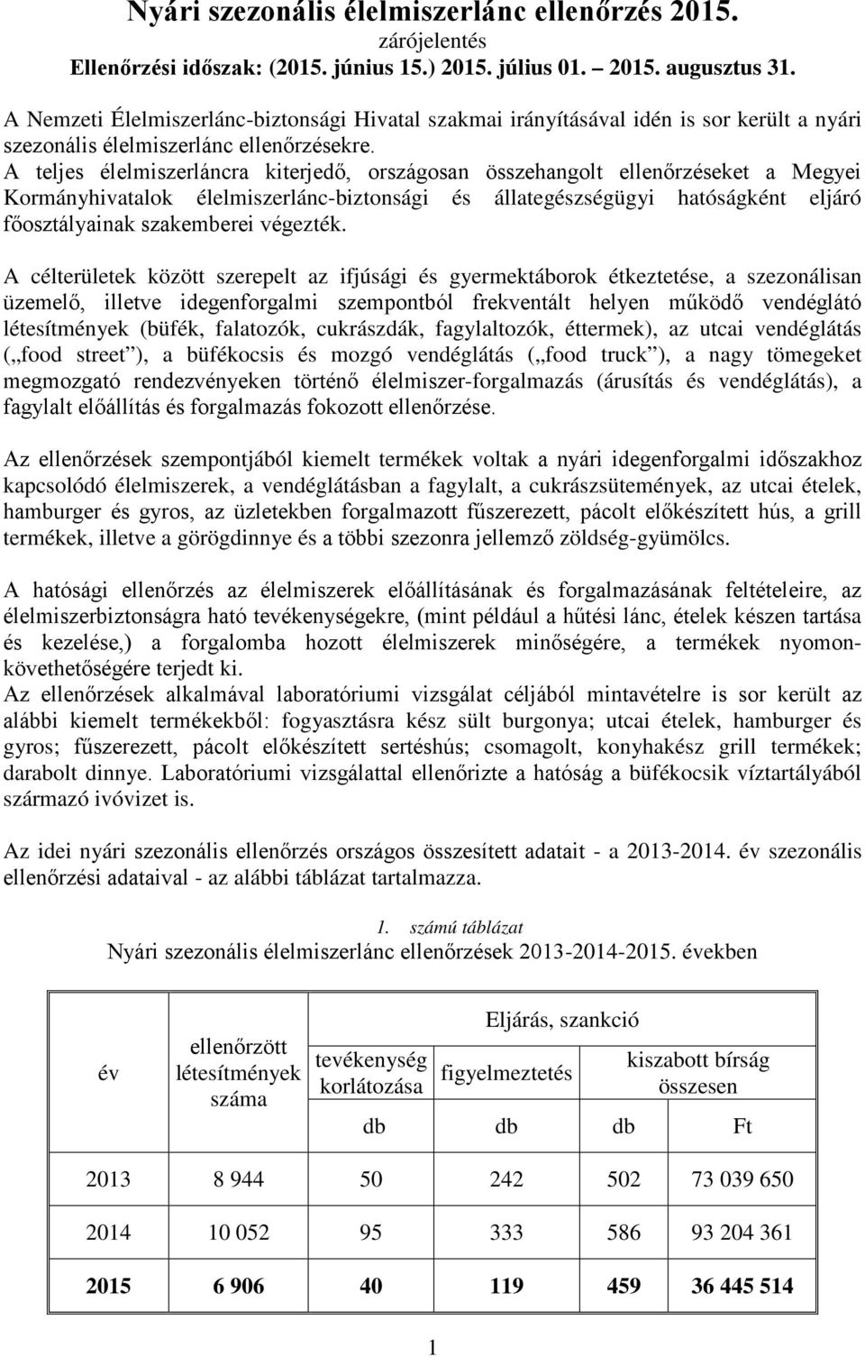 A teljes élelmiszerláncra kiterjedő, országosan összehangolt ellenőrzéseket a Megyei Kormányhivatalok élelmiszerlánc-biztonsági és állategészségügyi hatóságként eljáró főosztályainak szakemberei