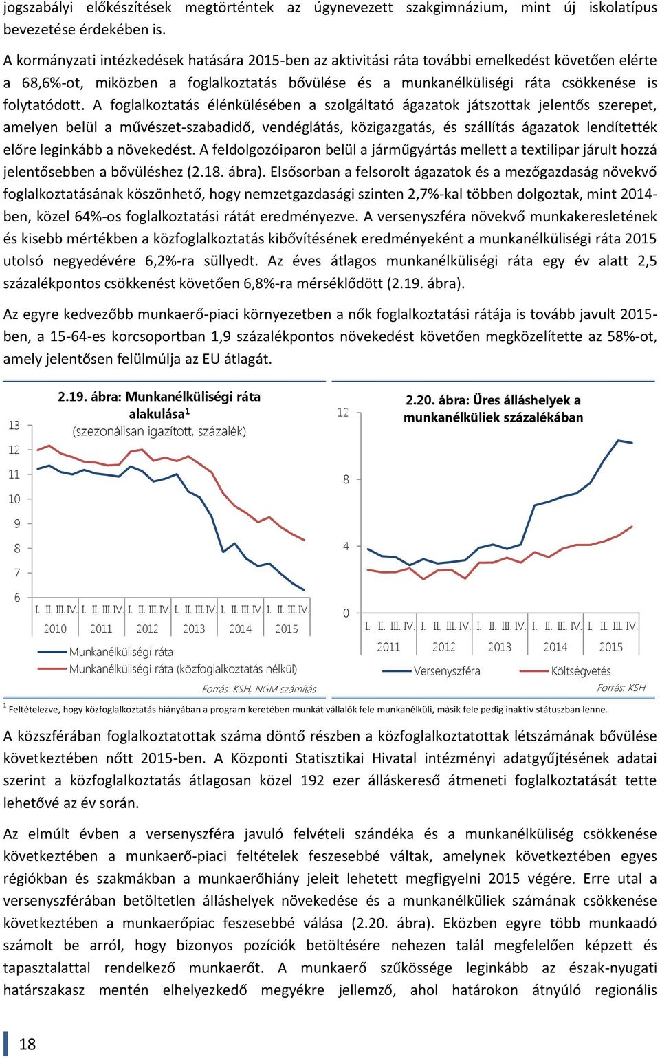 A foglalkoztatás élénkülésében a szolgáltató ágazatok játszottak jelentős szerepet, amelyen belül a művészet-szabadidő, vendéglátás, közigazgatás, és szállítás ágazatok lendítették előre leginkább a