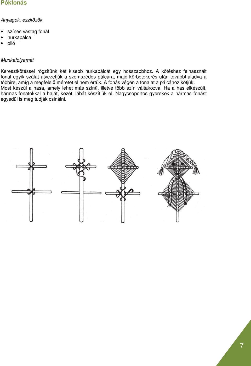 megfelelı méretet el nem értük. A fonás végén a fonalat a pálcához kötjük.