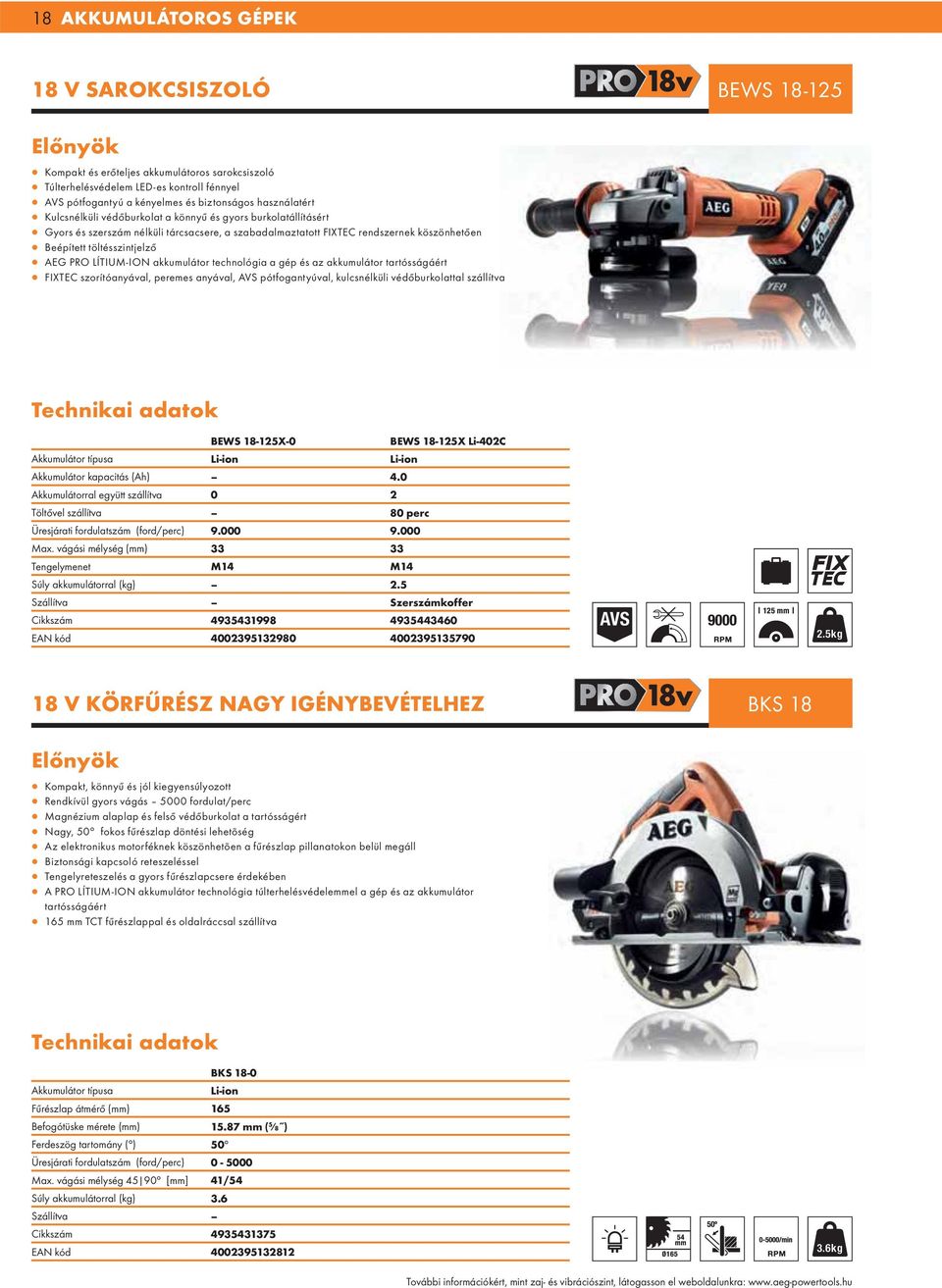 PRO LÍTIUM-ION akkumulátor technológia a gép és az akkumulátor tartósságáért FIXTEC szorítóanyával, peremes anyával, AVS pótfogantyúval, kulcsnélküli védőburkolattal szállítva BEWS 18-125X-0 BEWS