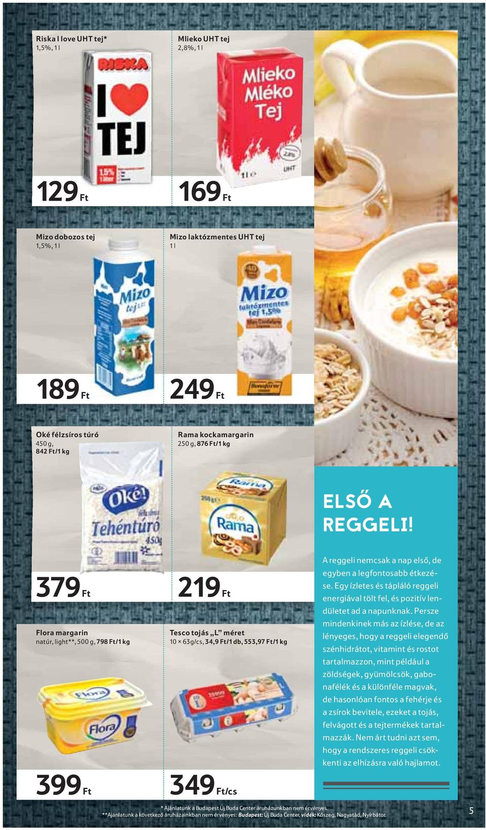 379 Ft Flora margarin natúr, light**, 500 g, 798 Ft/1 kg 219 Ft Tesco tojás L méret 10 63g/cs, 34,9 Ft/1 db, 553,97 Ft/1 kg A reggeli nemcsak a nap első, de egyben a legfontosabb étkezése.