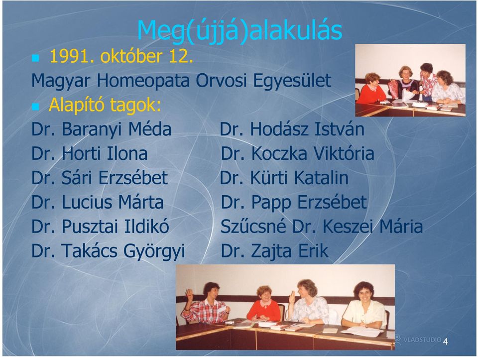 Horti Ilona Dr. Sári Erzsébet Dr. Lucius Márta Dr. Pusztai Ildikó Dr.