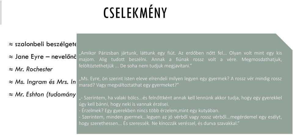 Eyre, ön szerint Isten eleve elrendeli milyen legyen egy gyermek? A rossz vér mindig rossz marad? Vagy megváltoztathat egy gyermeket? - Szerintem, ha valaki bölcs.
