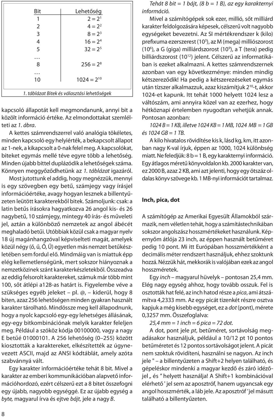 A kettes számrendszerrel való analógia tökéletes, minden kapcsoló egy helyiérték, a bekapcsolt állapot az 1-nek, a kikapcsolt a 0-nak felel meg.