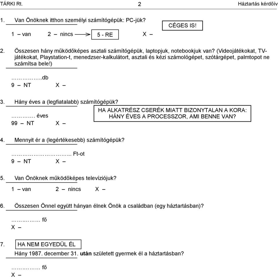 Hány éves a (legfiatalabb) számítógépük?. éves 99 NT HA ALKATRÉSZ CSERÉK MIATT BIZONYTALAN A KORA: HÁNY ÉVES A PROCESSZOR, AMI BENNE VAN? 4. Mennyit ér a (legértékesebb) számítógépük?