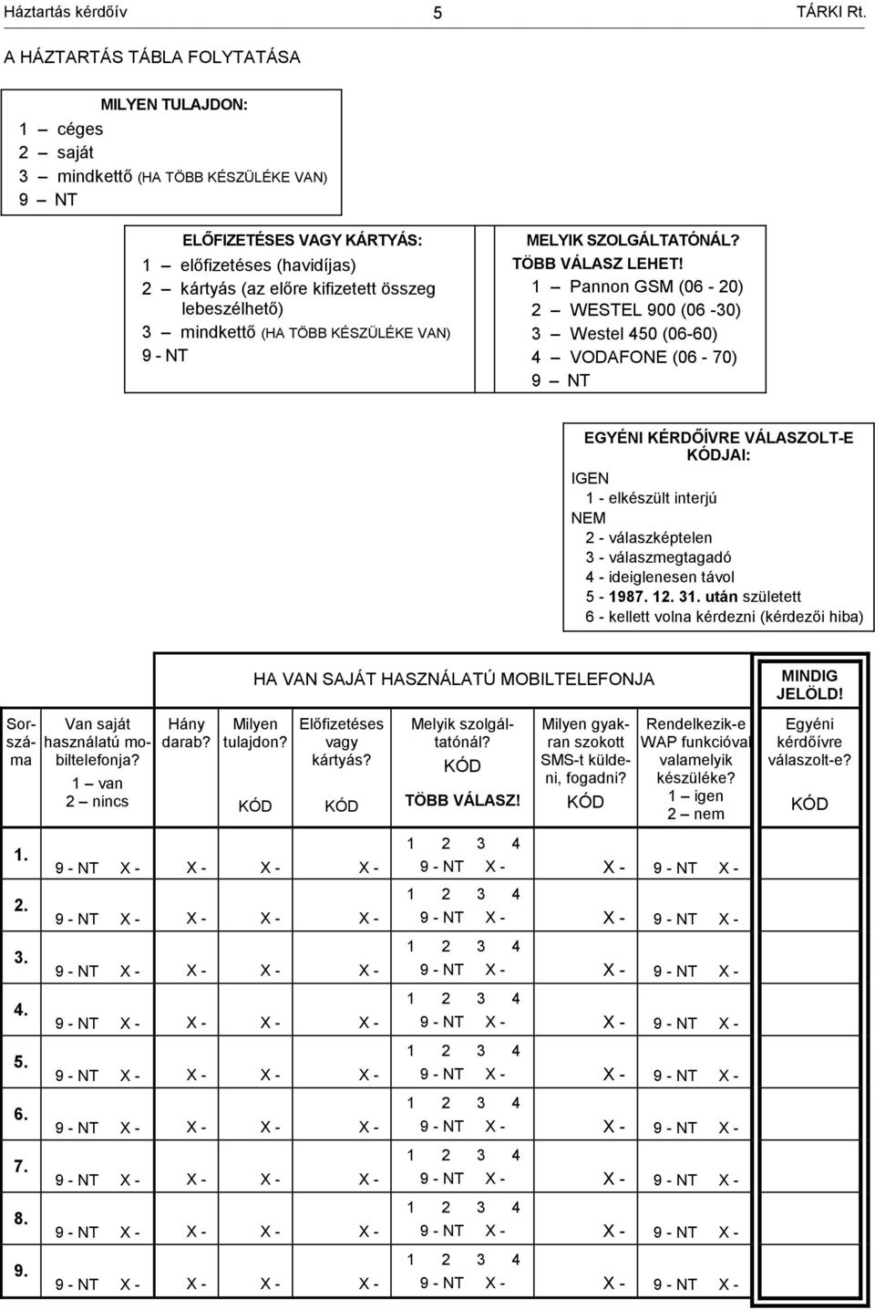 lebeszélhető) 3 mindkettő (HA TÖBB KÉSZÜLÉKE VAN) 9 - NT MELYIK SZOLGÁLTATÓNÁL? TÖBB VÁLASZ LEHET!