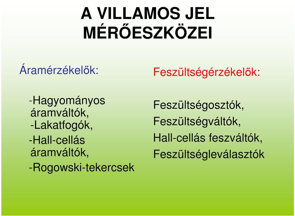 -Rogowski-tekercsek Feszültségérzékelők: