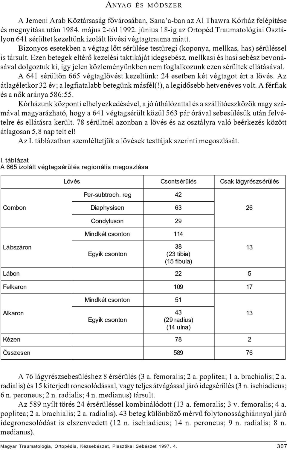 Bizonyos esetekben a végtag lôtt sérülése testüregi (koponya, mellkas, has) sérüléssel is társult.
