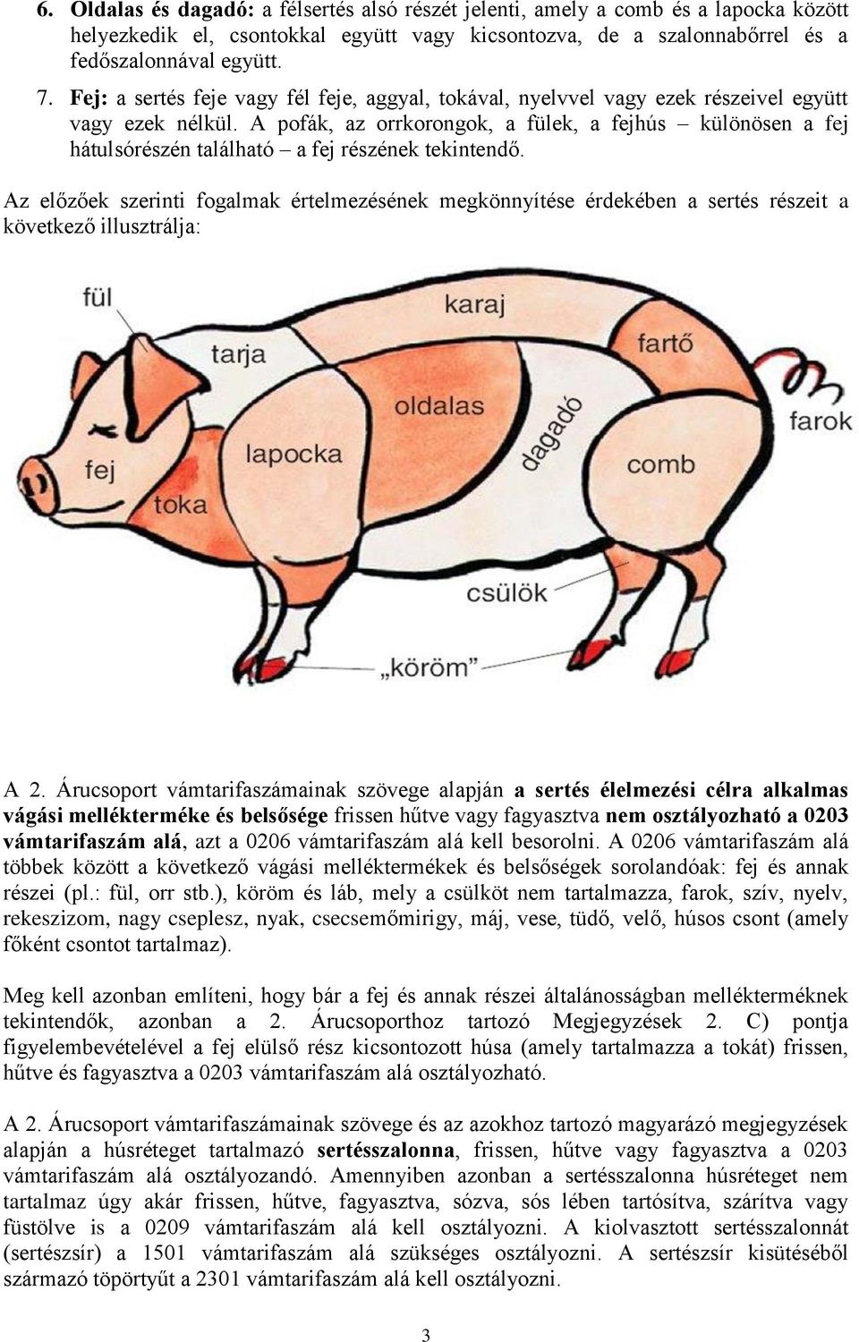 A pofák, az orrkorongok, a fülek, a fejhús különösen a fej hátulsórészén található a fej részének tekintendő.