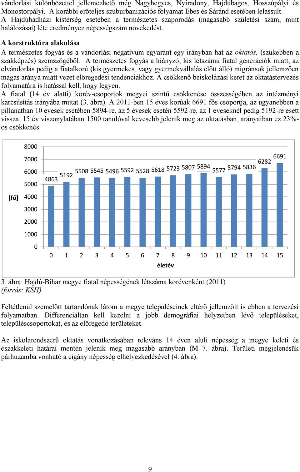 A korstruktúra alakulása A természetes fogyás és a vándorlási negatívum egyaránt egy irányban hat az oktatás, (szűkebben a szakképzés) szemszögéből.