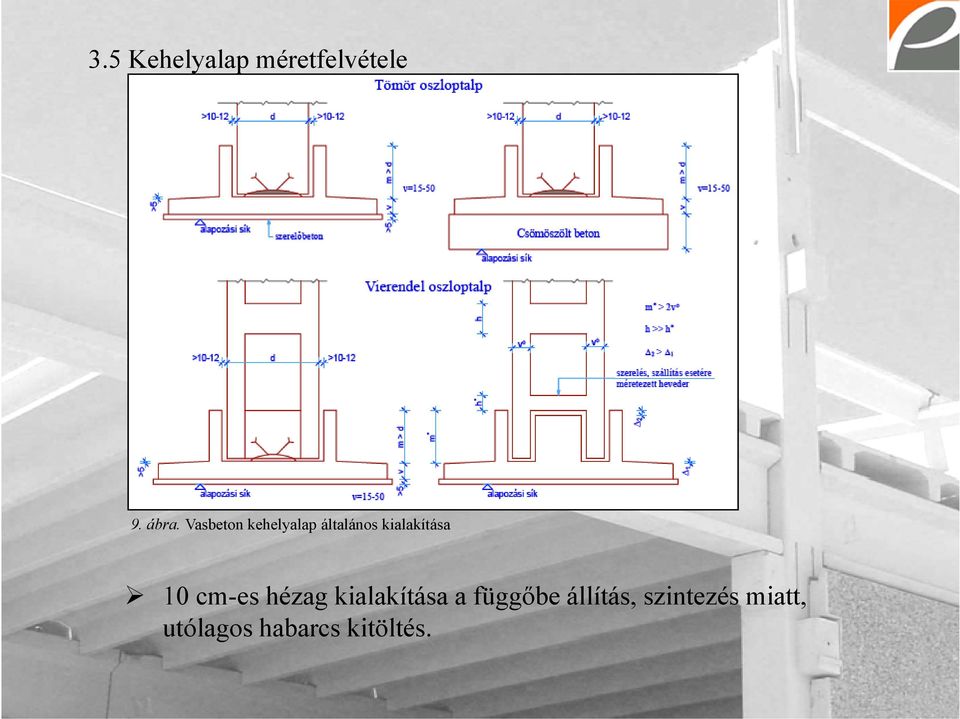 10 cm-es hézag kialakítása a függőbe