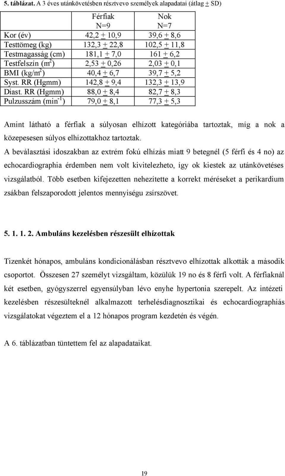 6,2 Testfelszín (m 2 ) 2,53 + 0,26 2,03 + 0,1 BMI (kg/m 2 ) 40,4 + 6,7 39,7 + 5,2 Syst. RR (Hgmm) 142,8 + 9,4 132,3 + 13,9 Diast.