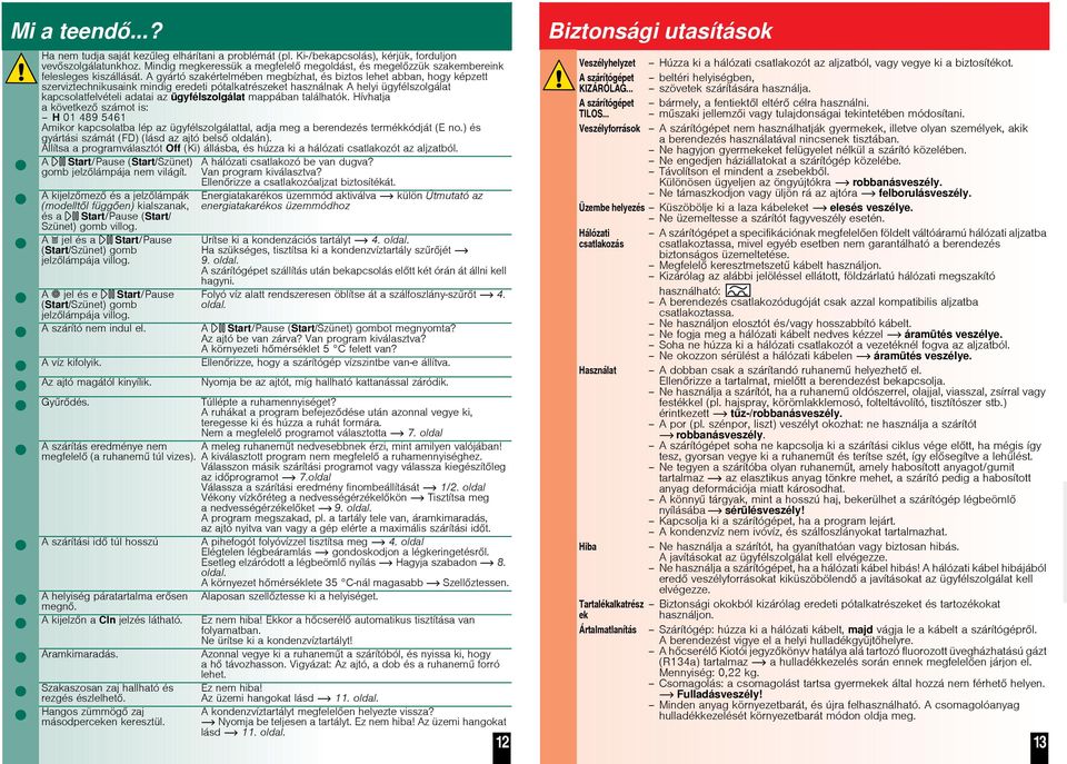 A gyártó szakértelmében megbízhat, és biztos lehet abban, hogy képzett szerviztechnikusaink mindig eredeti pótalkatrészeket használnak A helyi ügyfélszolgálat kapcsolatfelvételi adatai az