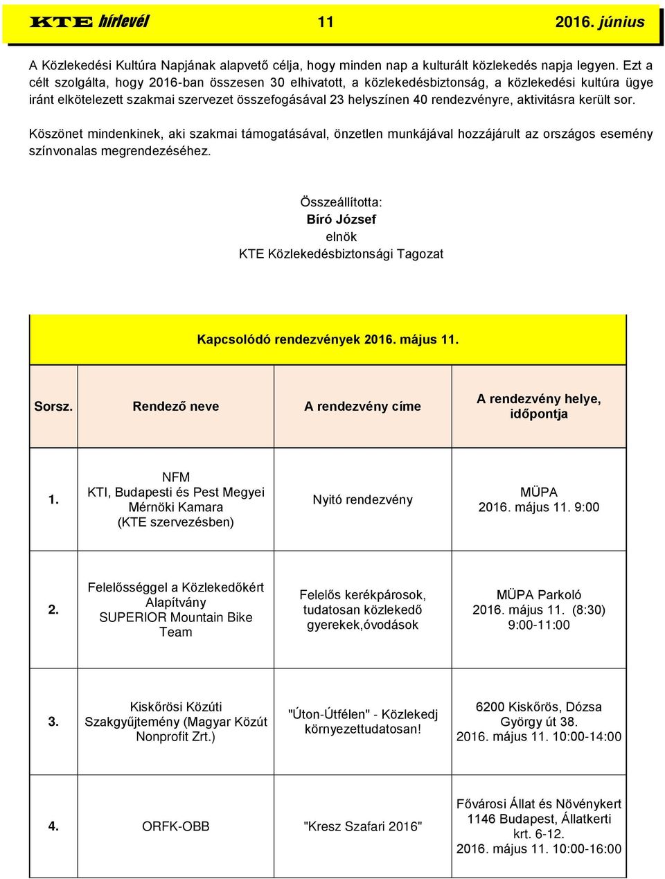 aktivitásra került sor. Köszönet mindenkinek, aki szakmai támogatásával, önzetlen munkájával hozzájárult az országos esemény színvonalas megrendezéséhez.