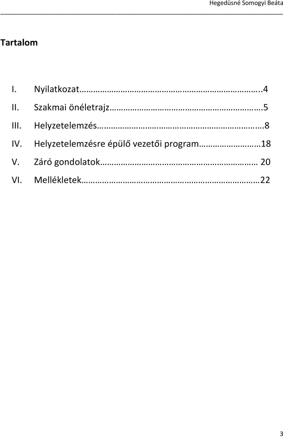 8 IV. Helyzetelemzésre épülő vezetői